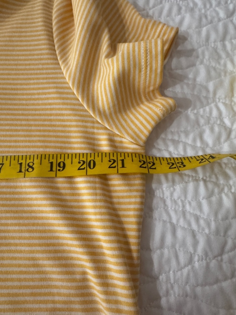 Style & Co. Yellow & White Striped Short Sleeve Henley Tee - Picture 5 of 6